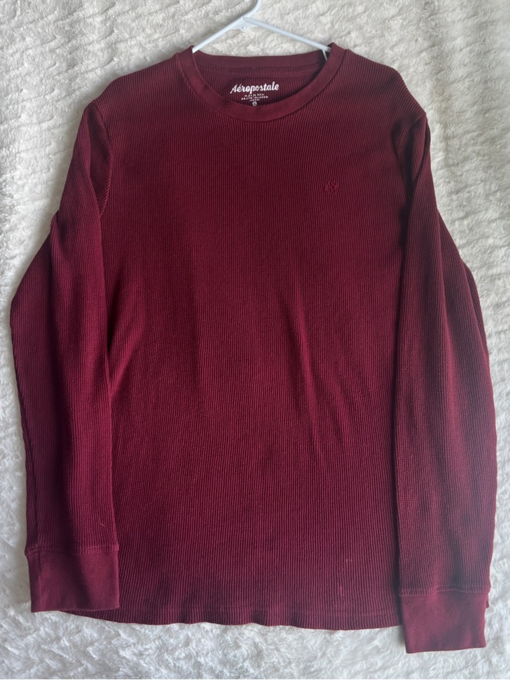 Men’s Aeropostale Crewneck Waffle Knit Burgundy Sweater